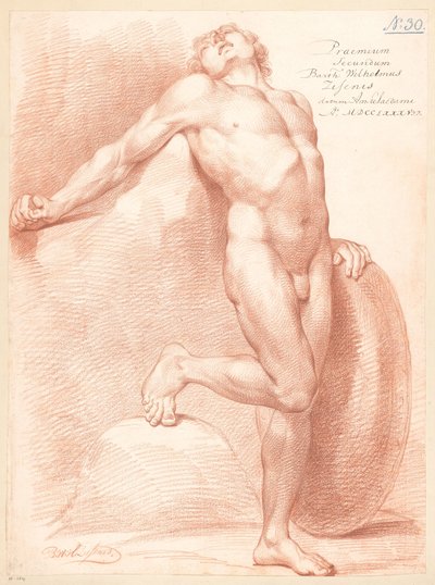 立っている男性のヌード、正面から見た 作： Bartholomeus Ziesenis