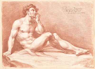 横から見た着席男性裸体（一等賞 1788年） 作： Bartholomeus Ziesenis