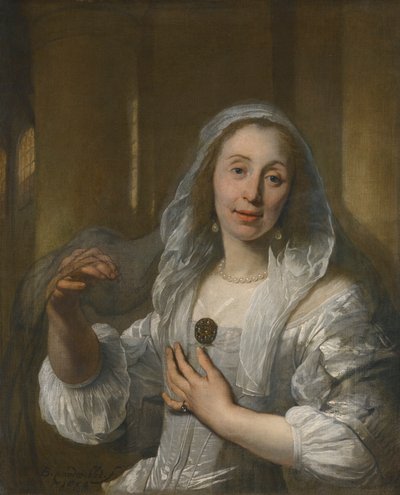 白衣の女性の肖像 作： Bartholomeus van der Helst