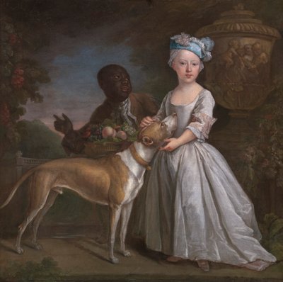 奴隷の僕と犬を連れた少女 作： Bartholomew Dandridge