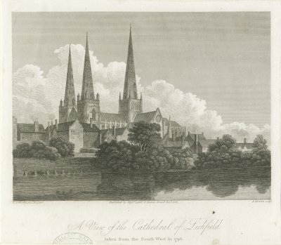 リッチフィールド大聖堂-南西ビュー：彫刻、1796年 作： Bartholomew Howlett
