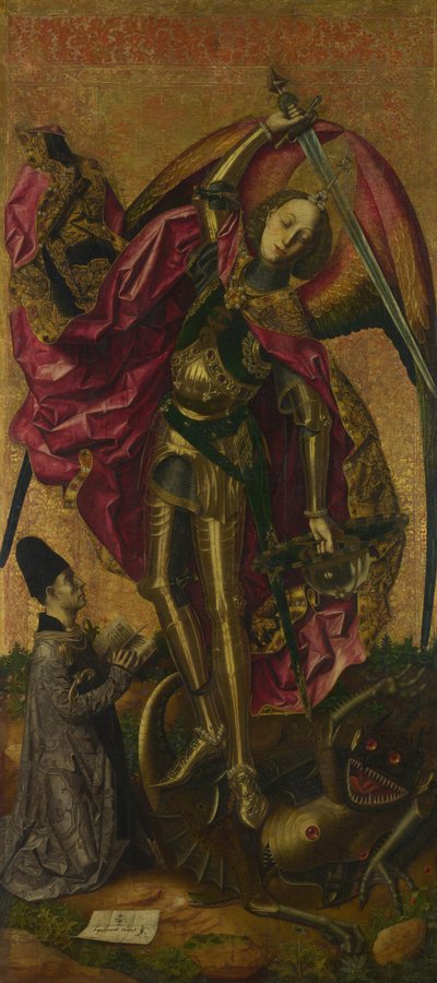 聖ミカエル、悪魔を乗り越え、1468年 作： Bartolomé Bermejo