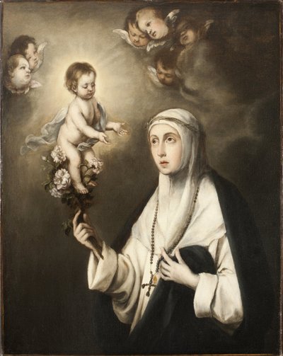 リマの薔薇（イサベル・フローレス・デ・オリバ）（1586-1617） - リマの聖薔薇、ムリーリョ、バルトロメ・エステバン作、Copy after .キャンバスに油彩。サイズ : 93x76 cm。ストックホルム国立博物館 作： Bartolomé Esteban Murillo