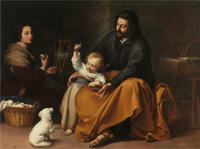 小鳥のいる聖家族、c。 1650年。 作： Bartolomé Esteban Murillo