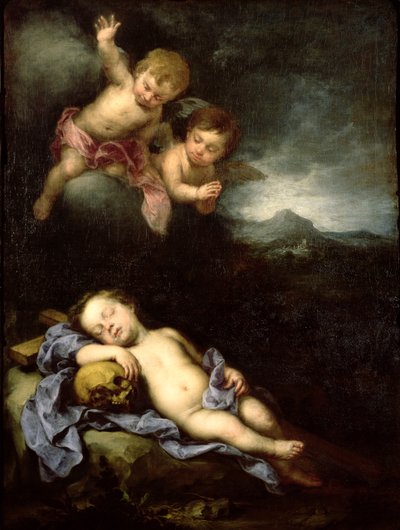 十字架の上で眠っている幼児のキリスト 作： Bartolomé Esteban Murillo