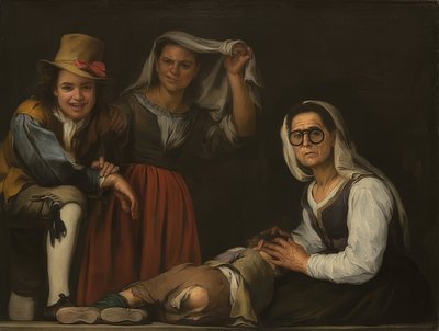 階段の上の4つの数字。 1655-60年頃 作： Bartolomé Esteban Murillo