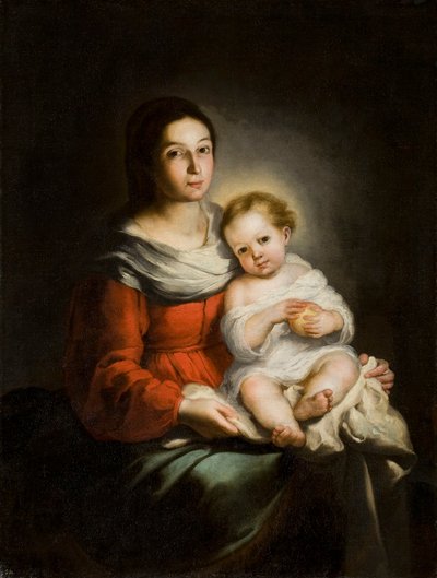 聖母子、c。 1650年。 作： Bartolomé Esteban Murillo