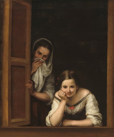 ウィンドウで2人の女性。 1655-60頃 作： Bartolomé Esteban Murillo