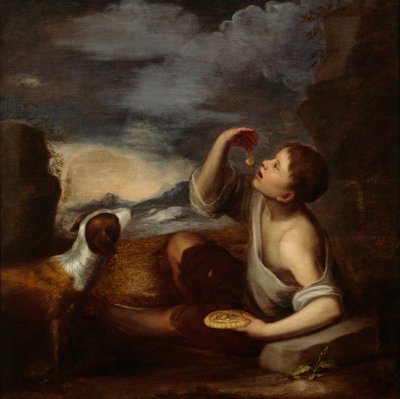 Espanjalainen poika ja koira (öljy kankaalle) 作： Bartolome Esteban (attr. to) Murillo