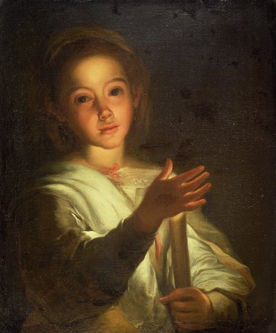 蝋燭の陰影をつける少女（油彩・キャンバス 作： Bartolome Esteban (follower of) Murillo