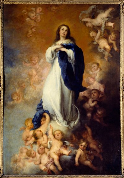 イマキュレーのデザイン。バルトロメ・ムリーリョ（1618-1682）の絵画 Ec.Esp 作： Bartolomé Esteban Murillo