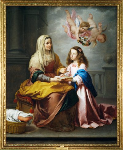 聖アンナと聖母（キャンバスペインティング） 作： Bartolome Esteban Murillo