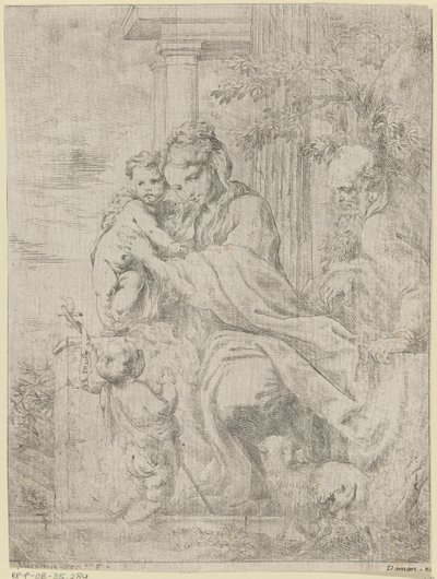 若い洗礼者ヨハネと聖家族 作： Bartolomeo Biscaino
