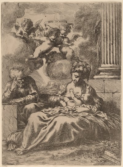 コラムによる聖家族、c。 1655年。 作： Bartolomeo Biscaino