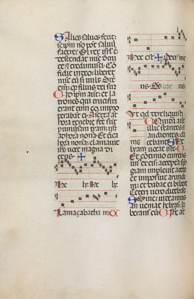 Missale：Fol。 121v：セントマッションパッション、1469年のHely Hely Lamaなどの音楽が含まれています。 作： Bartolomeo Caporali