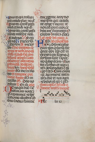 Missale：Fol。 171：イースターの初めのアレルイアなどのための音楽、1469年。 作： Bartolomeo Caporali