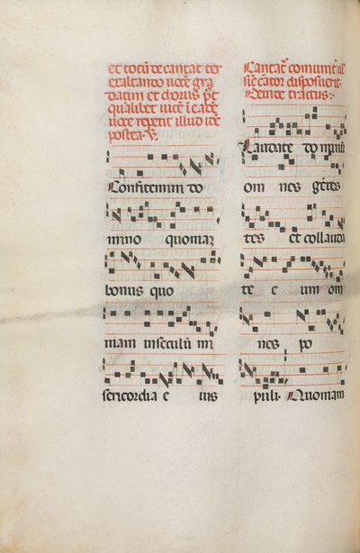 Missale：Fol。 171v：イースターの初めのアレルイアなどのための音楽、1469年。 作： Bartolomeo Caporali