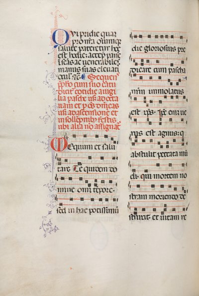Missale：Fol。 178v：さまざまな普通の祈りのための音楽、1469年。 作： Bartolomeo Caporali