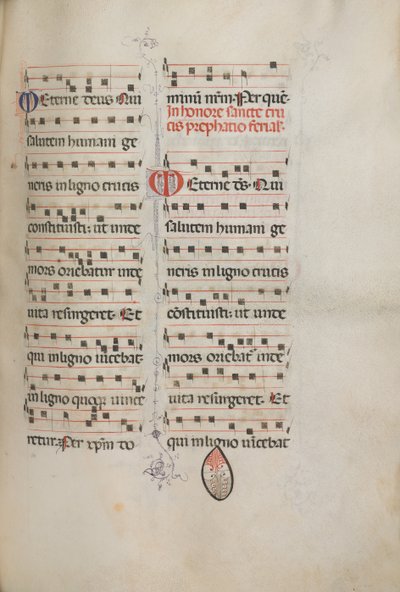 Missale：Fol。 182：さまざまな普通の祈りのための音楽、1469年。 作： Bartolomeo Caporali
