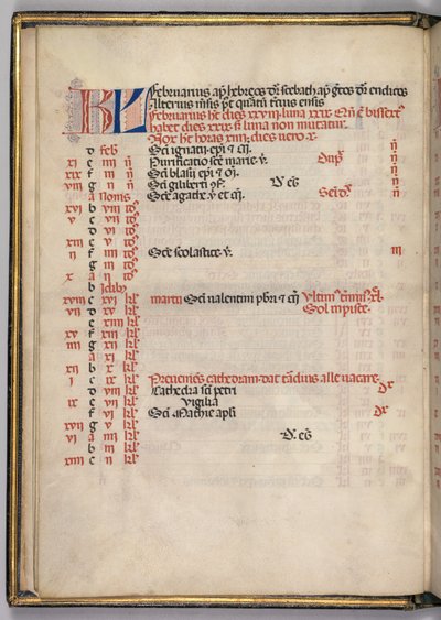 Missale：Fol。 3v：2月のカレンダーページ、1469年。 作： Bartolomeo Caporali
