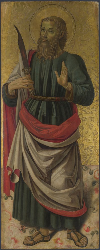 祭壇画の聖バーソロミュー：聖人と聖母子1475年頃 作： Bartolomeo Caporali
