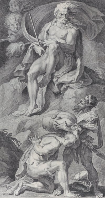 プレート 8: アイオロスの皮袋で風を受けるユリシーズ、1756 年 作： Bartolomeo Crivellari