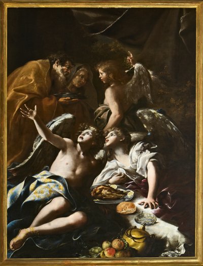 アブラハムは三人の天使を生きる、1694年頃（キャンバスに油彩） 作： Bartolomeo Guidobono
