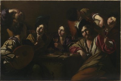 酒場の情景、1619年頃。 作： Bartolomeo Manfredi