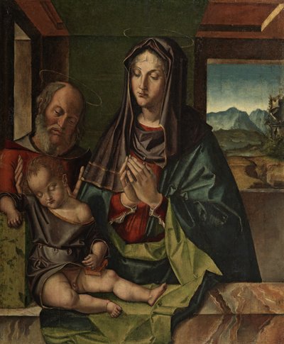 聖家族、1500年頃（パネルに油彩） 作： Bartolomeo Montagna