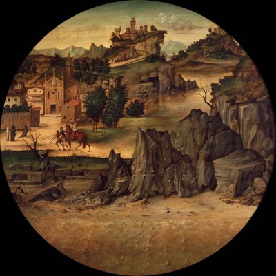 城のある風景、15世紀後半。 作： Bartolomeo Montagna
