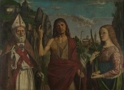 聖ゼノ、洗礼者ヨハネと殉教者の女性、c。 1495 作： Bartolomeo Montagna
