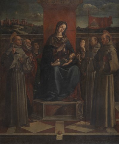 聖母と子がシックス・セインツに即位、1500年頃 作： Bartolomeo Montagna