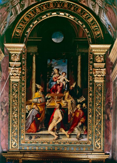 聖アントニウスを戴く聖母子（油彩・パネル 作： Bartolomeo Passarotti