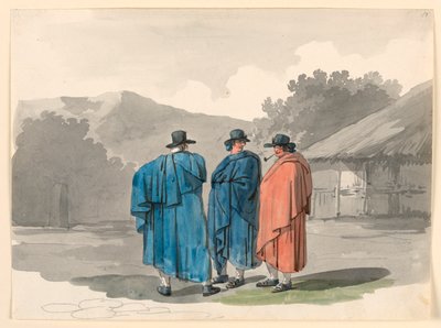 村の 3 人の農民のグループ 作： Bartolomeo Pinelli
