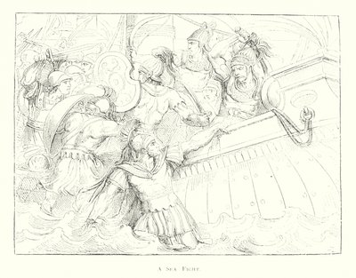 海の戦い（リトグラフ） 作： Bartolomeo Pinelli