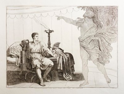 フィリッピの戦いの前、ブルータスの前にカエサルの亡霊が現れる 作： Bartolomeo Pinelli