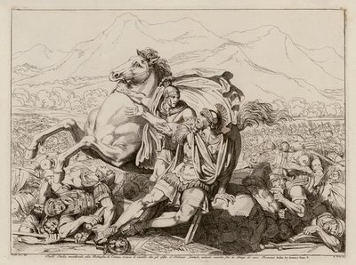 カンナエの戦いにおけるルキウス・アエミリウス・パウルスの死、前216年（銅版画） 作： バルトロメオ・ピネリ