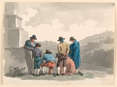素描、お金で遊ぶ、1807-08年 作： バルトロメオ・ピネリ