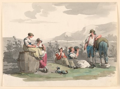 ドローイング、ヴィンテージ中の休息、1807-08年 作： バルトロメオ・ピネリ