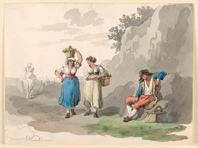 素描、ヴィンテージからの帰還、1807-08年 作： バルトロメオ・ピネリ