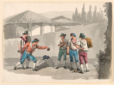 素描『ボッチャゲーム』1807-08年 作： バルトロメオ・ピネリ