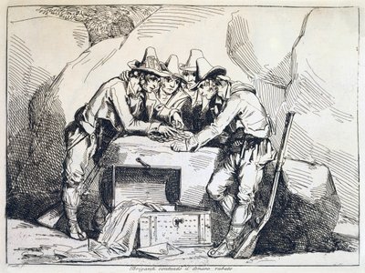 山賊の群れ」バルトロメオ・ピネッリ（1781-1835）作、エングレーヴィング 作： Bartolomeo Pinelli