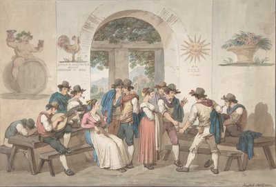 ローマの宿屋の内部、1817年、1817年。 作： Bartolomeo Pinelli