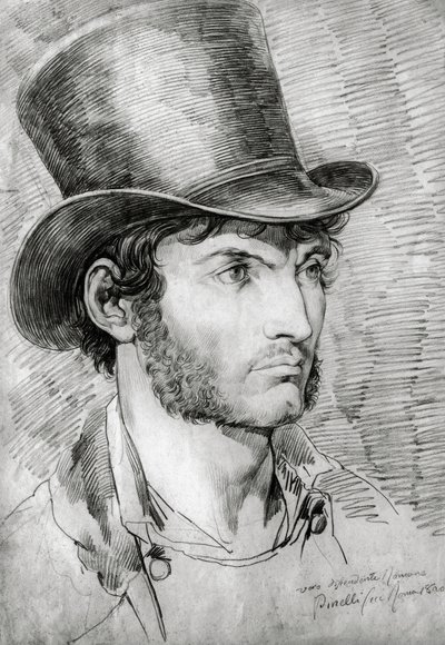 男性の肖像（真のローマ人）、バルトロメオ・ピネッリ（1781-1835）の絵 作： Bartolomeo Pinelli