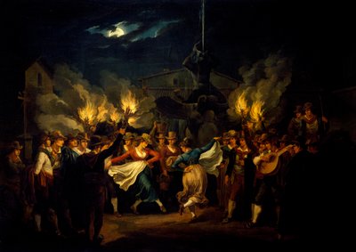 収穫後のバルベリーニ広場での夜の踊り（バルトロメオ・ピネッリ（1781-1835）作）（イタリア 作： Bartolomeo Pinelli