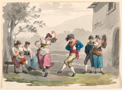 「サルタレッロ・ロマーノ」ローマ近郊で踊る農民 作： Bartolomeo Pinelli