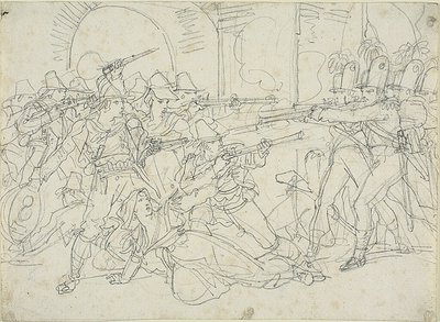 イタリアの盗賊、マッサローニの生涯の出来事の習作 作： Bartolomeo Pinelli