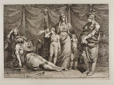 タナキッラ、セルウィウス・トゥッリウスのためにタルキニオの遺体を披露する 作： Bartolomeo Pinelli