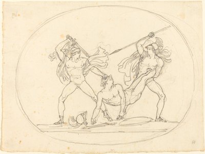 死んだ仲間をめぐって戦う 2 人の古代の戦士 作： Bartolomeo Pinelli