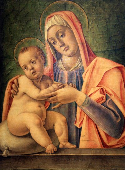 「マドンナと子供」、1490 作： Bartolomeo Vivarini